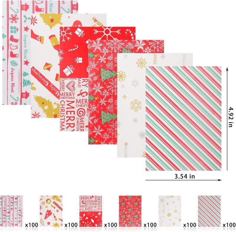 YBB 600 Pcs Christmas Candy Wrappers for Caramel, Greaseproof Candy Wax Twisting Papers Wrappers for Christmas Party Goodies Candy Chocolate Sweets - Image 2